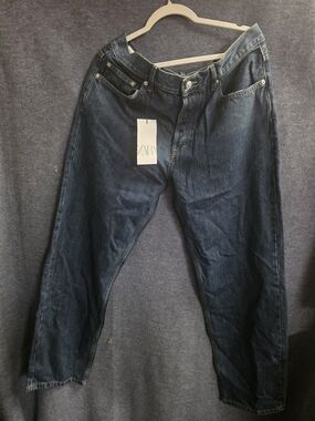 ZARA Men's Relaxed Dark Blue Jeans